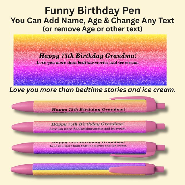 Bolígrafo De Tinta Negra Añadir nombre, cumpleaños feliz y de Grandkids Pen (Subido por el creador)