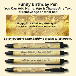 Bolígrafo De Tinta Negra Añadir nombre, cumpleaños feliz y de los nietos