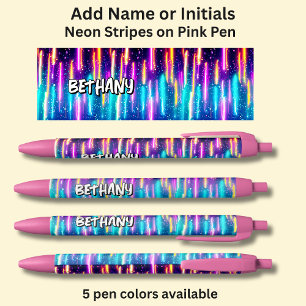 Bolígrafo De Tinta Negra Añadir nombre, en Neon Rain