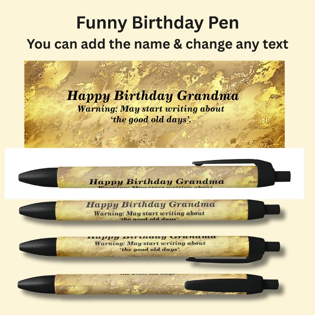 Bolígrafo De Tinta Negra Añadir nombre Feliz cumpleaños y mensaje de advert (Subido por el creador)