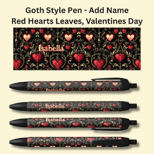 Bolígrafo De Tinta Negra Añadir nombre, Gótico Gótico Rojo San Valentín Cor