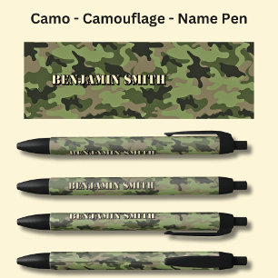 Bolígrafo De Tinta Negra Añadir nombre, verde oliva marrón de camo