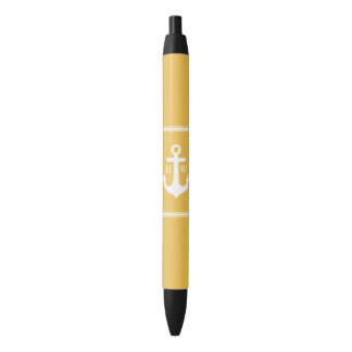 Bolígrafo De Tinta Negra Anchor amarillo monogramado