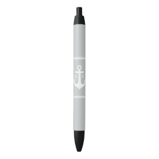 Bolígrafo De Tinta Negra Ancla gris monogramada
