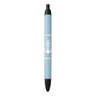 Bolígrafo De Tinta Negra Anclaje azul claro monogramado