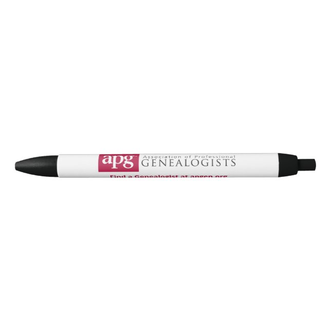 Bolígrafo De Tinta Negra APG "Find a Genealogist Pen" con tinta negra (Anverso)