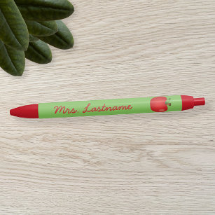 Bolígrafo De Tinta Negra Apple Personalizado rojo con nombre personalizado