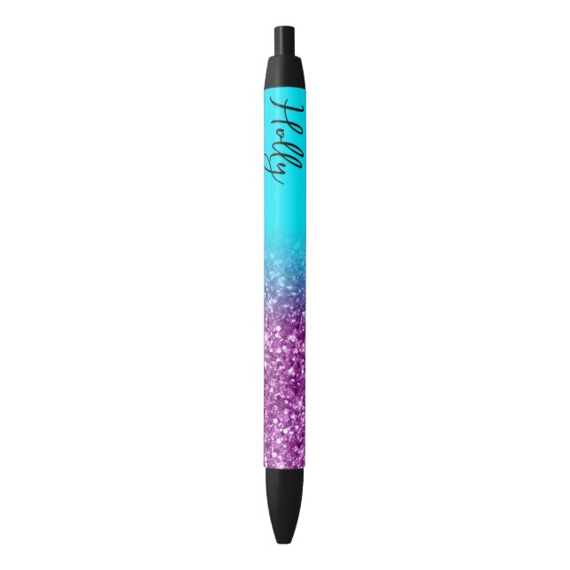 Bolígrafo De Tinta Negra Aqua de lujo y Purpurina Royal Purple Ombre (Frente vertical)