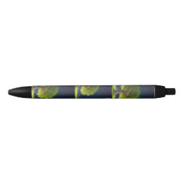 Bolígrafo De Tinta Negra Árbol de sauce nocturno con mariposas y luciérnaga