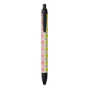 Bolígrafo De Tinta Negra Árboles de Navidad verdes y rosas con copos de nie