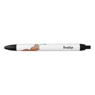 Bolígrafo De Tinta Negra Ardilla roja con paraguas personalizado