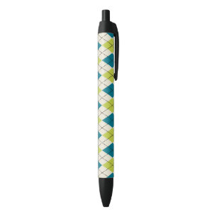Bolígrafo De Tinta Negra Argyle azul y verde