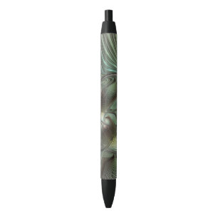 Bolígrafo De Tinta Negra Arte de fantasía fractal gris verde oliva abstract