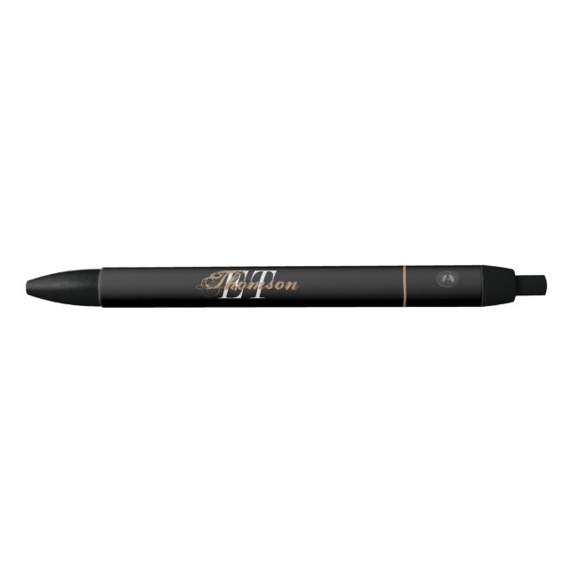 Bolígrafo De Tinta Negra Arte digital de estrella de monograma (Anverso)