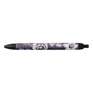 Bolígrafo De Tinta Negra Arte Floral Fantástico (Ciruela) Arte Fino