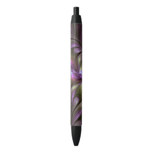 Bolígrafo De Tinta Negra Arte fractal abstracto violeta púrpura caqui color