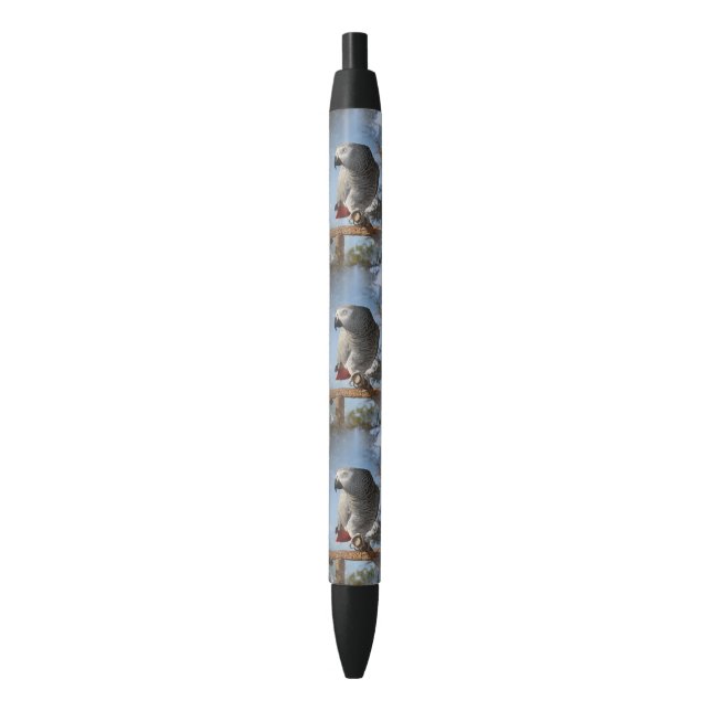 Bolígrafo De Tinta Negra Asombroso loro gris africano (Frente vertical)
