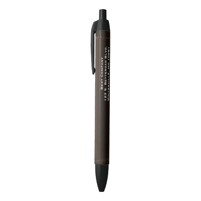 Bolígrafo De Tinta Negra Aspecto de cuero personalizado (Parte superior (vertical))