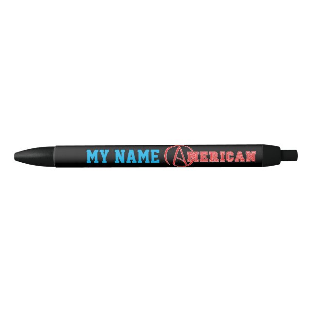 Bolígrafo De Tinta Negra Ateo Americano - Agregar tu nombre (Anverso)