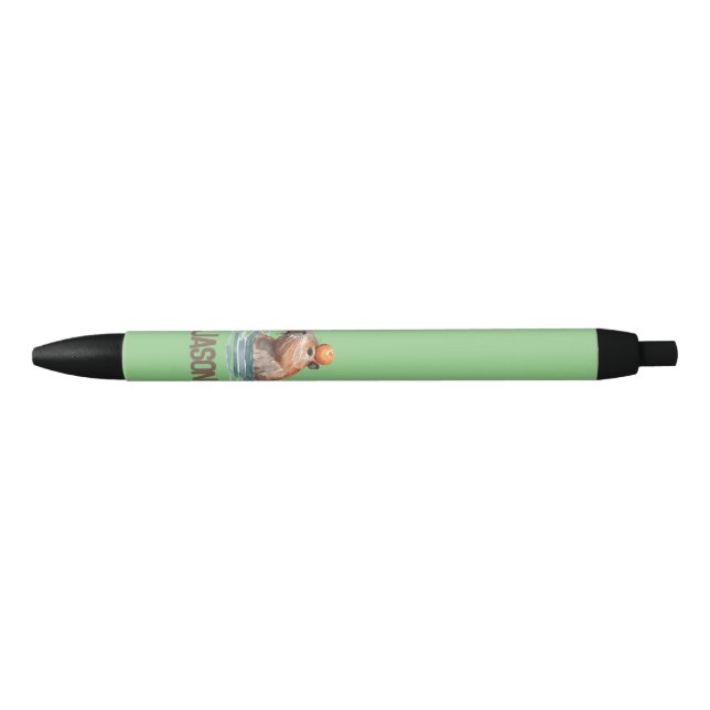 Bolígrafo De Tinta Negra Atractivo capibara con nombre de Naranja y niño (Anverso)