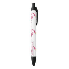 Bolígrafo De Tinta Negra Ave Flamingo Rosa Personalizado