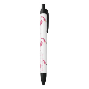 Bolígrafo De Tinta Negra Ave Flamingo Rosa Personalizado