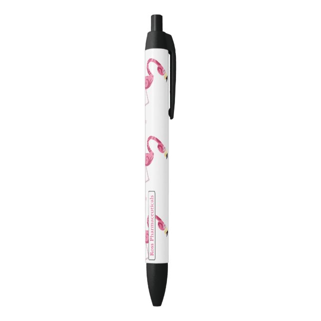 Bolígrafo De Tinta Negra Ave Flamingo Rosa Personalizado (Parte inferior (Vertical))