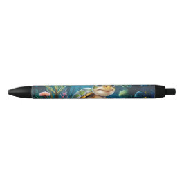 Bolígrafo De Tinta Negra Aventuras submarinas con la alegre tortuga.