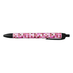 Bolígrafo De Tinta Negra Baldosas de piscina, mosaicos rosados, patrón geom