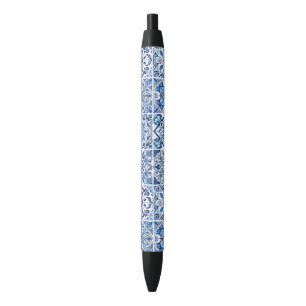 Bolígrafo De Tinta Negra Baldosas mediterráneas, portuguesas, azulejo, mall