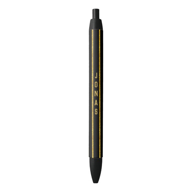 Bolígrafo De Tinta Negra Bandas de Purpurina de oro (Frente vertical)