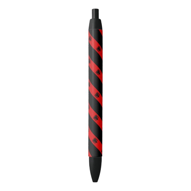 Bolígrafo De Tinta Negra Bandera albanesa de las rayas (Frente vertical)