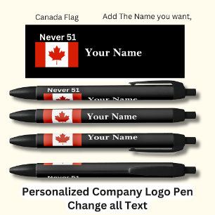 Bolígrafo De Tinta Negra Bandera canadiense personalizada nunca 51 negro