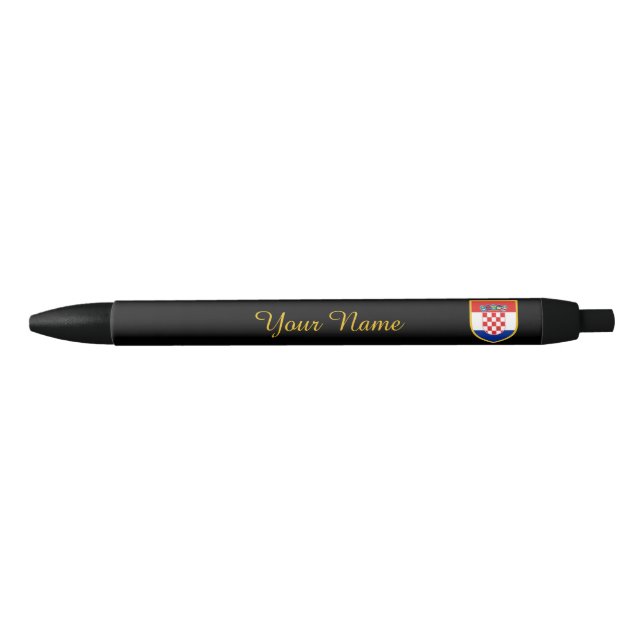 Bolígrafo De Tinta Negra Bandera de Croacia personalizada (Anverso)