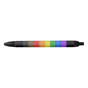 Bolígrafo De Tinta Negra Bandera de orgullo gay inclusiva de SlipperyJoe te