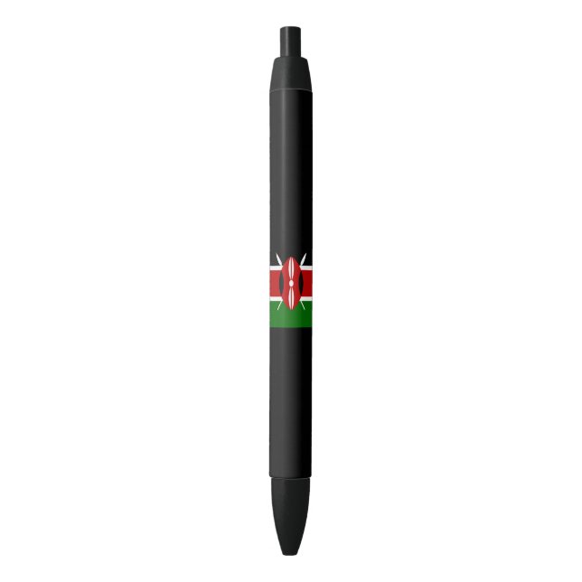 Bolígrafo De Tinta Negra Bandera keniana (Kenya) (Frente vertical)