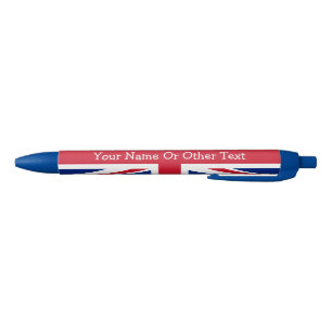 Bolígrafo De Tinta Negra Bandera Patriótica Personalizada UK Union Jack Bri