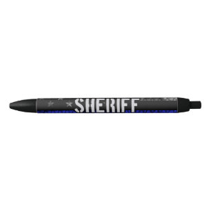 Bolígrafo De Tinta Negra Bandera policial del sheriff angustiada