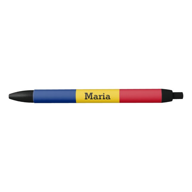 Bolígrafo De Tinta Negra Bandera rumana personalizada (Anverso)