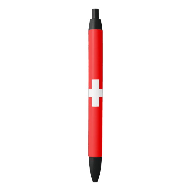 Bolígrafo De Tinta Negra Bandera suiza (Suiza) (Frente vertical)
