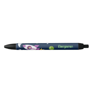 Bolígrafo De Tinta Negra Barco de cohetes en ilustracion de personalizado e