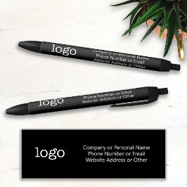Bolígrafo De Tinta Negra Basic Office Business Logo - 3 lines Text BLACK -