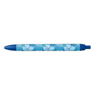 Bolígrafo De Tinta Negra Batik del azul del hibisco