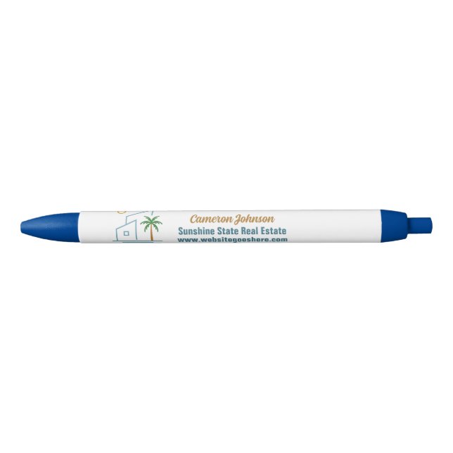 Bolígrafo De Tinta Negra Beach Real Estate Company Cute Personalizable (Anverso)