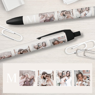 Bolígrafo De Tinta Negra Beige personalizado Collage de fotos personalizado