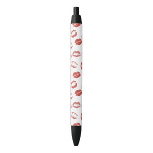 Bolígrafo De Tinta Negra Besos rojos de los labios