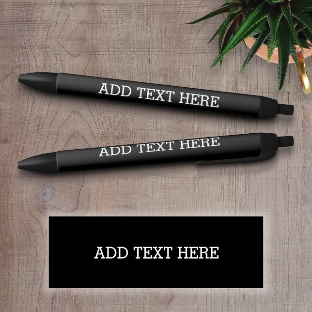 Bolígrafo De Tinta Negra Black Create Your Own - Make It Your Personalizado (Personalized writing pens - Add your text and choose a background color)