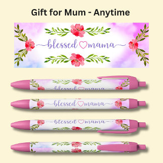 Bolígrafo De Tinta Negra Blesses Mama Pink Flowers