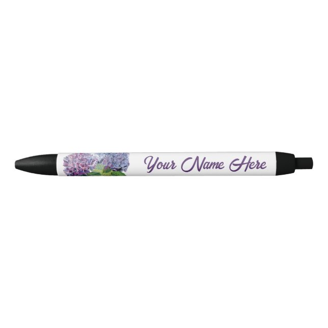Bolígrafo De Tinta Negra Blue Hydrangeas Personalized Pen (Anverso)