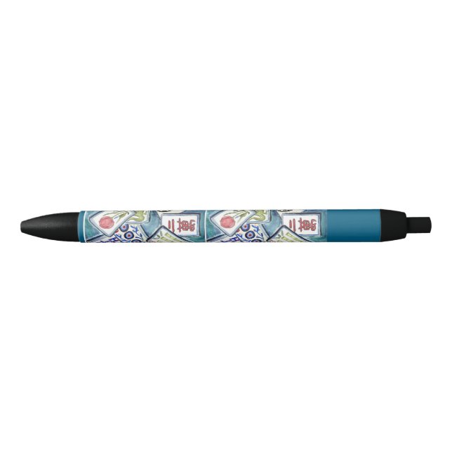Bolígrafo De Tinta Negra Blue Mahjong Tile Pen (Anverso)